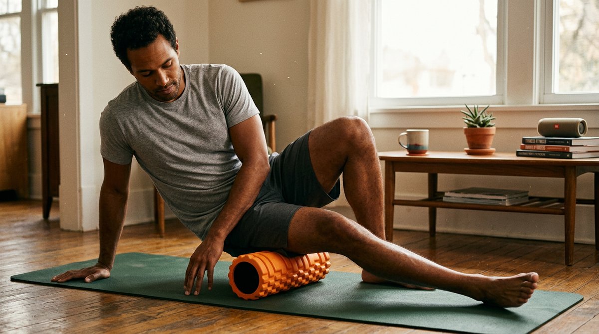 Hamstring Foam Foam Rolling His Tight Hamstrings